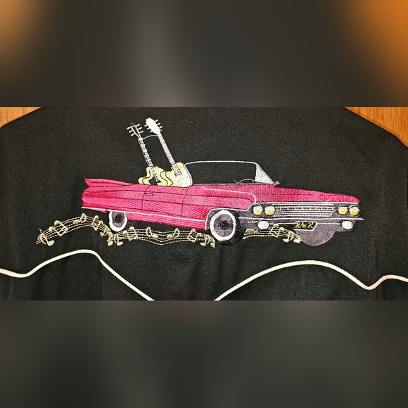 Scully Embroidered Guitar & Cadillac Pearl Snap Button Up Shirt - Picture 5 of 6